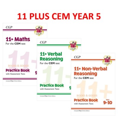11+ Plus Year 5 CEM Maths Verbal Reasoning Practice Books Assessment Test CGP