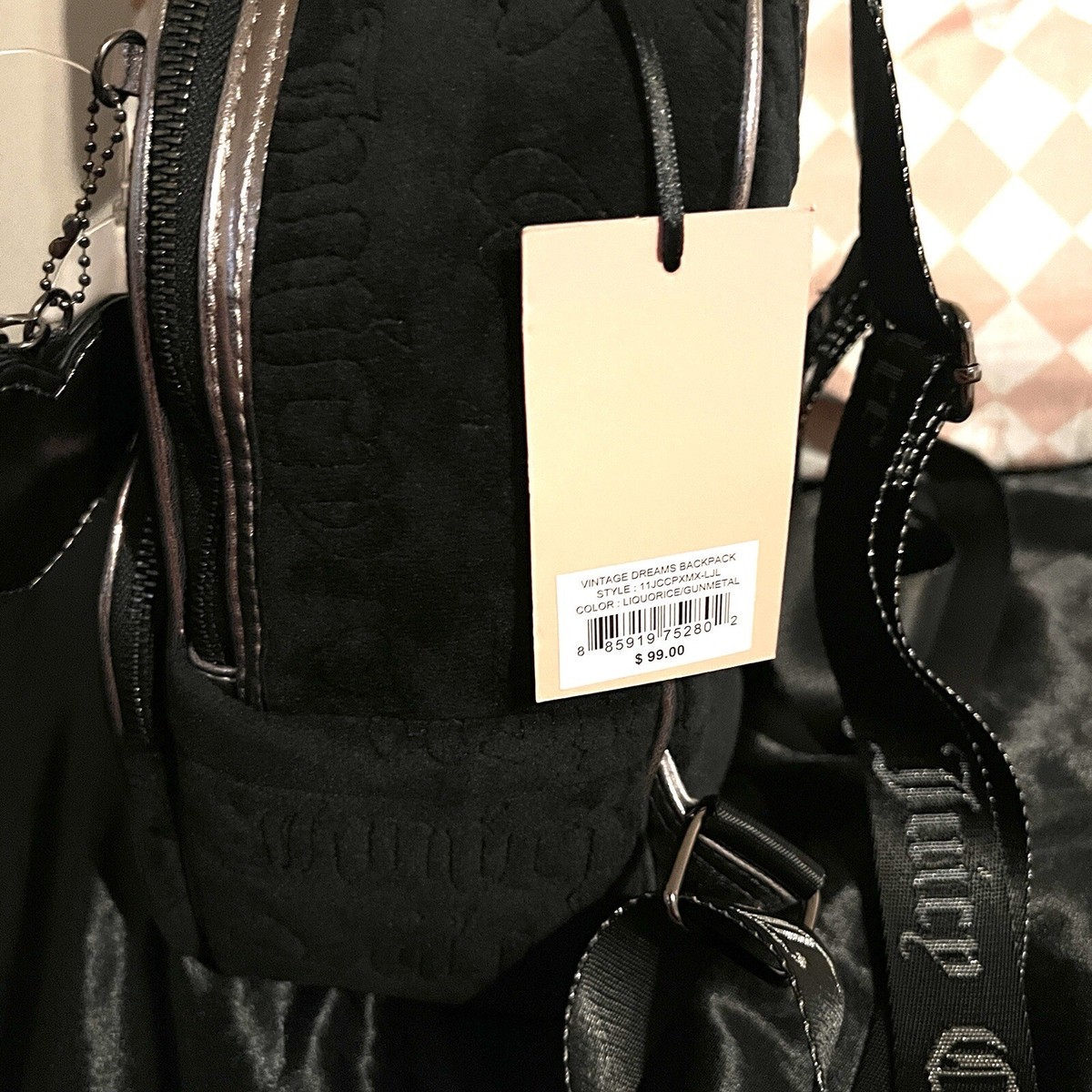 JUICY COUTURE バッグ ブラック 7137 Juicy Couture Liquorice Black Satchel Bag Purse Ruffle Run