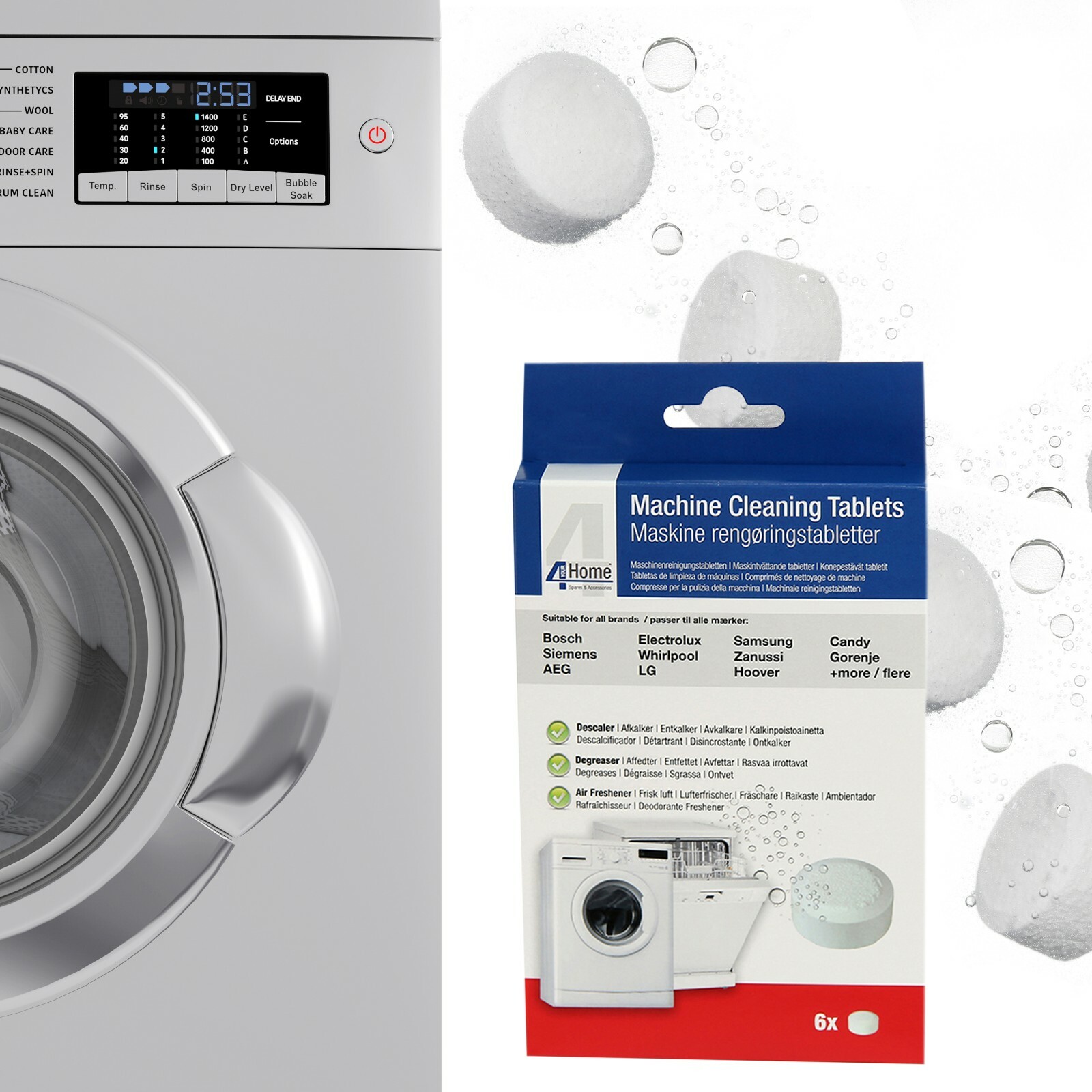 Washing Machine & Dishwasher Cleaning, Descaling Tablets For Hotpoint