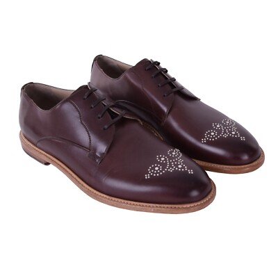 DOLCE & GABBANA Leather Derby Shoes MARSALA Studded Brown 43 US 10 UK 9