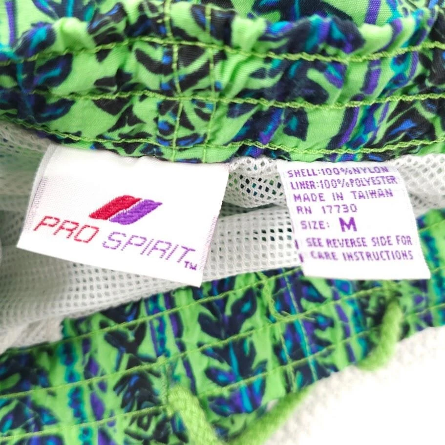 Bañador Pro Spirit vintage para hombre talla mediana verde años 80 90 pantalones cortos de surf Foto 4 de 4