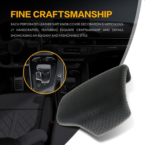 Black Perforated Leather Gear Lever Cover Fit for Audi 2016-2017 A4 S4 Q7 - Picture 3 of 7