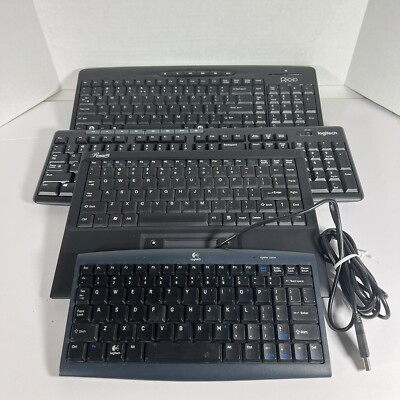 Lot Of 4 Keyboards Wired/wireless Untested No Dongles Logitech Rosewill Pixxo