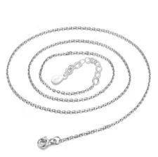 Solid 925 Sterling Silver O-link 16+2" Chain 1.2mm Necklace For Charm Pendant