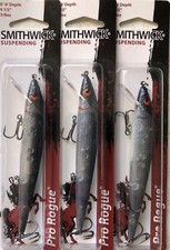 3 Smithwick Rattling Rogue 4 1/2" 1/3 Oz Suspending Jerkbait Blue Bk Herring S12