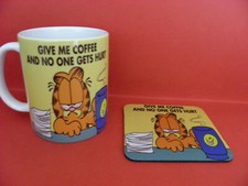 Coffee Mug 11oz and Coaster -  Garfield Give me Coffee and no one gets hurt