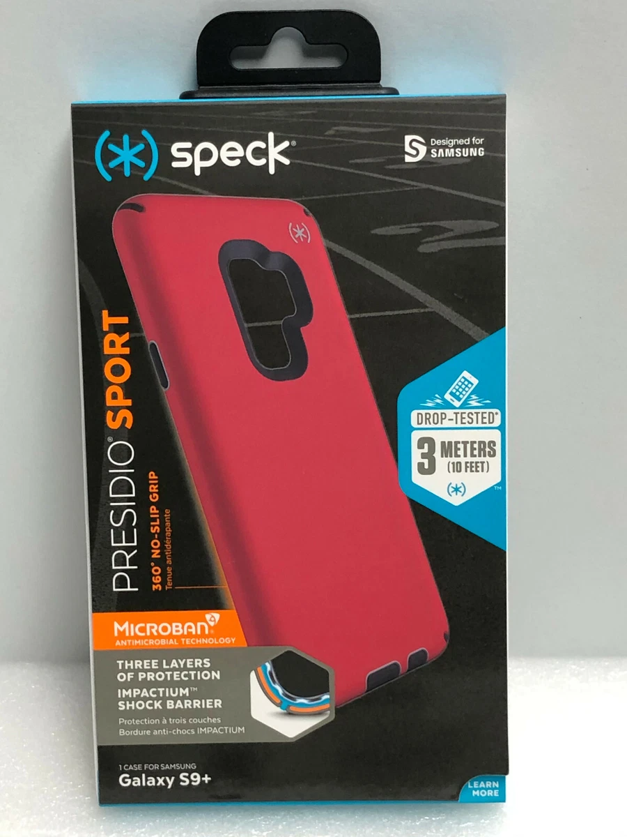 Speck Presidio Sport Case for Samsung Galaxy S9 PLUS Heartrate Red Sidewalk Grey