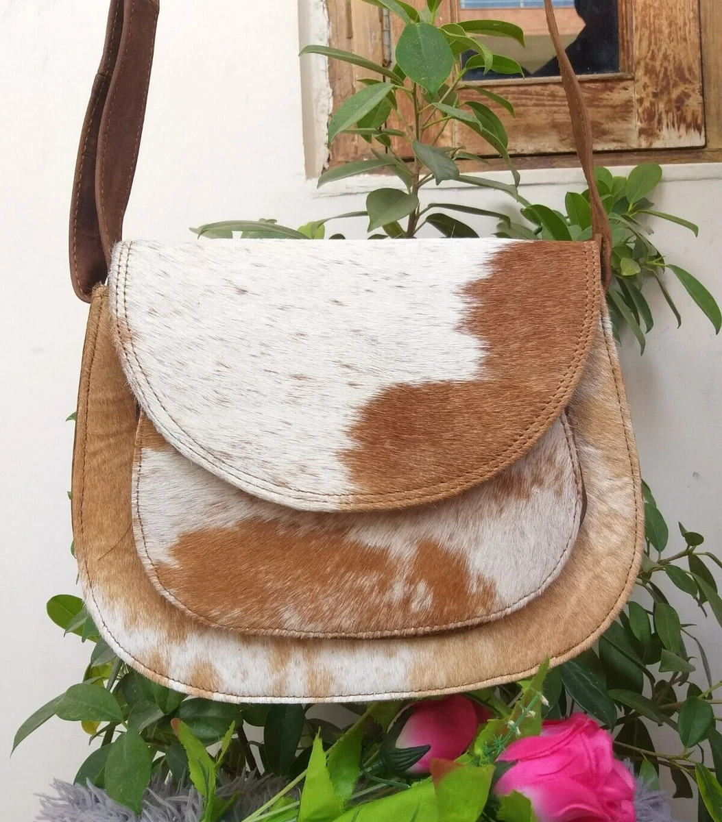 Real Cowhide Crossbody Purse Handbag Cow Leather Fur Bags Sling Bag  Shoulder Bag