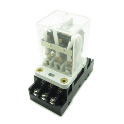 40A High Power Relay DC12V 24V AC220V 3PDT 3 NO + 3 NC 11 Pins+ Din Rail Socket