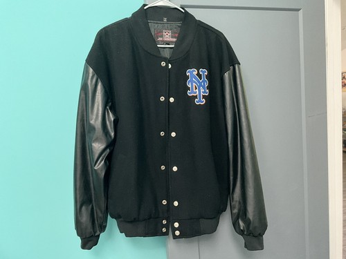 NEW YORK METS VINTAGE WOOL PVC/LEATHER BOMBER JACKET M JH DESIGNS - Picture 15 of 15