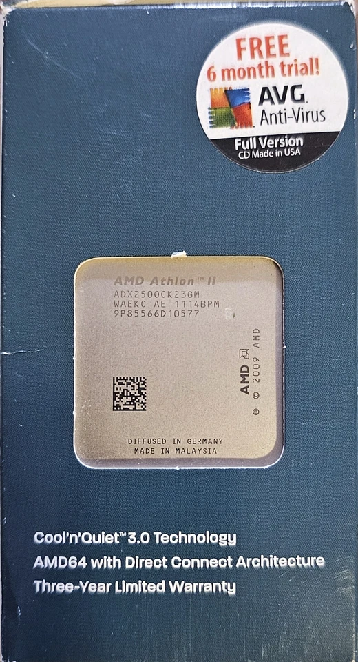 AMD ATHLON II X2 250 MULTI-CORE CPU (3GHz, Socket AM2+/AM3)- ADX2500CK23GM - NEW - Image 2 of 4