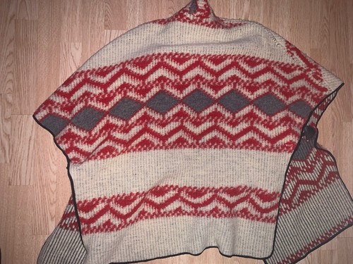 Zara Woman Aztec Cape Poncho - Beige, Red, Black Medium - Picture 5 of 5