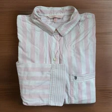 Victoria’s Secret Pajama Top Shirt Size M Long Sleeve Button Up Pink Striped