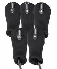 Hybrid Golf Head Covers Full Complete 2 3 4 5 6 Set Thick Club Black Headcover