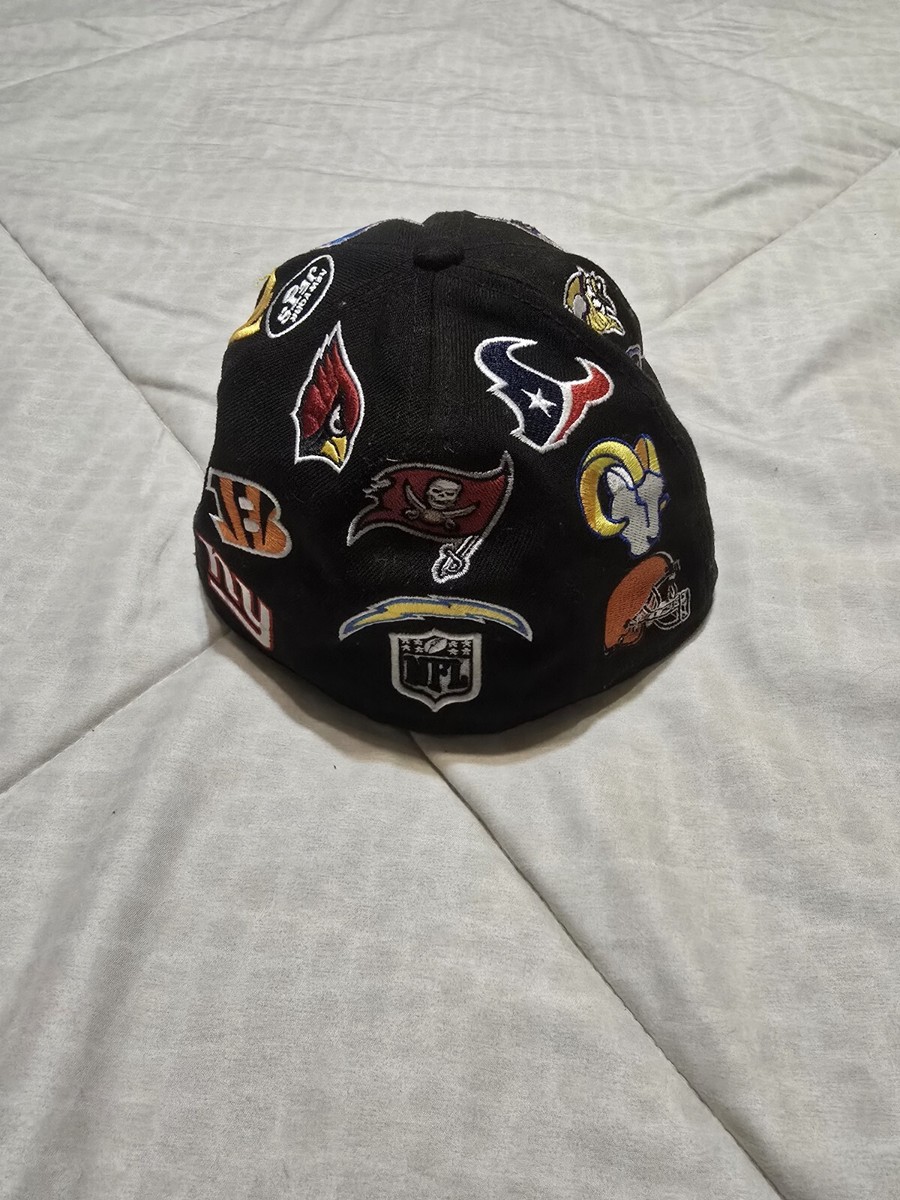 New Era x NFL All Over Logo Patch 59Fifty Fitted Hat Cap Black