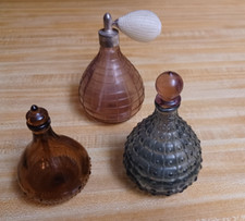 3 Vintage Empty Perfume Bottles Handmade Quality Art Glass w/stoppers preowned