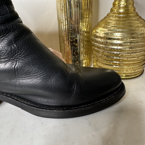 Frye Demi Zip Black Leather Ankle Boots Biker Moto Goth Size 7 Rocker Chic - Picture 8 of 11