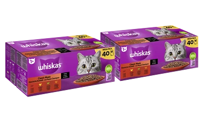 80x85g Whiskas Katzenfutter Nassfutter Klassische Auswahl in Sauce