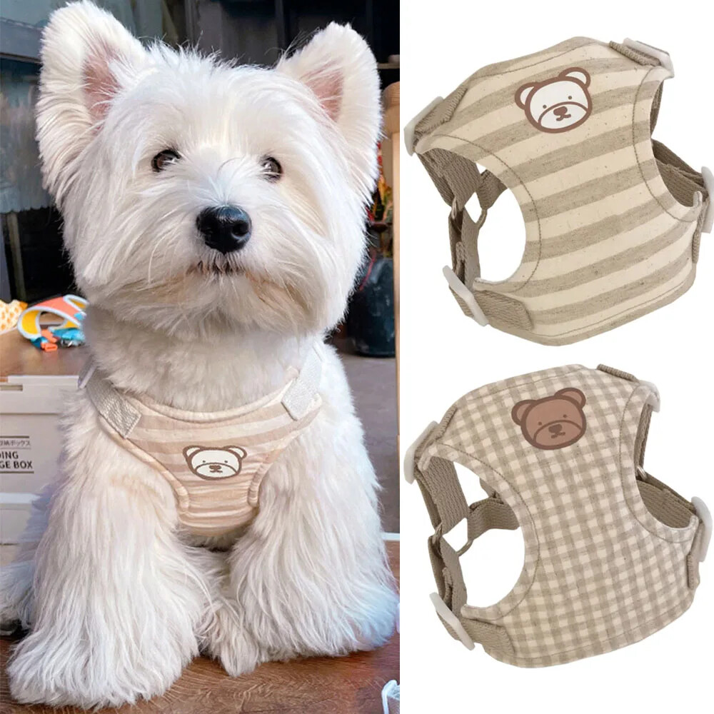 Dog Harness Leash Set Plaid Stripe Harness Leash Rope For Puppy Walking Harness