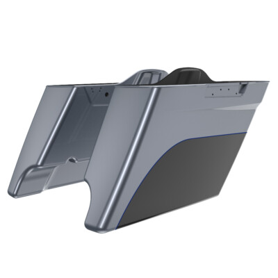 2-Tone Gauntlet Gray Metallic/Vivid Black Extend Stretched Saddlebag Fits Harley