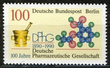 Berlino 1990, mortaio, immagine formula (aspirina), emblema DPhG VF MNH, Mi 875 5 €