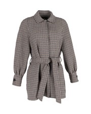 Maje Houndstooth Belted Coat In Multicolor Wool Fr36