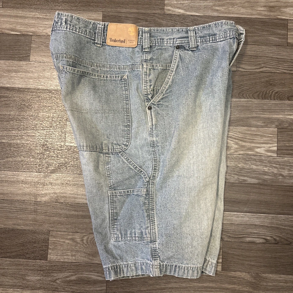 Pantalones Cortos Timberland Denim Carga Para Hombre Talla 34 Calce Suelto Lavado Ligero Hip Hop Carga Foto 3 de 4