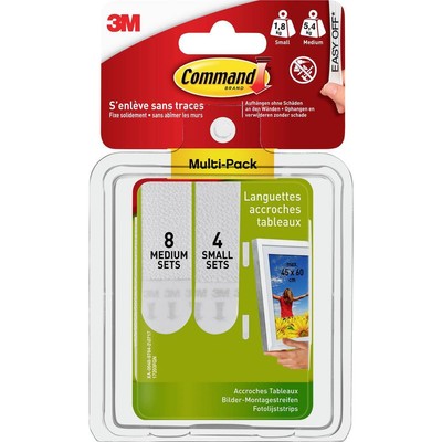 12er Multipack 3M Command  Bilder-Montage Strips S und M, Vorteilspack Weiß