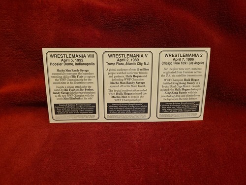 WRESTLEMANIA COLISEUM VIDEO 3 CARD UNCUT PANEL - Picture 2 of 2