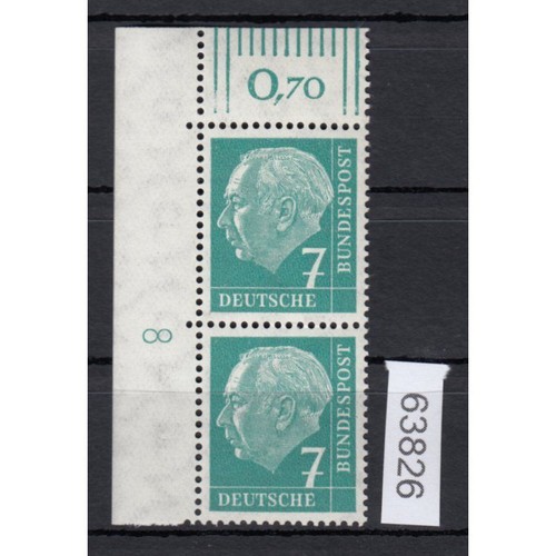 Bund 1954, Mich.-Nr.: 181 xv ** DZ 8 Eckrand geriffelt Gummirung