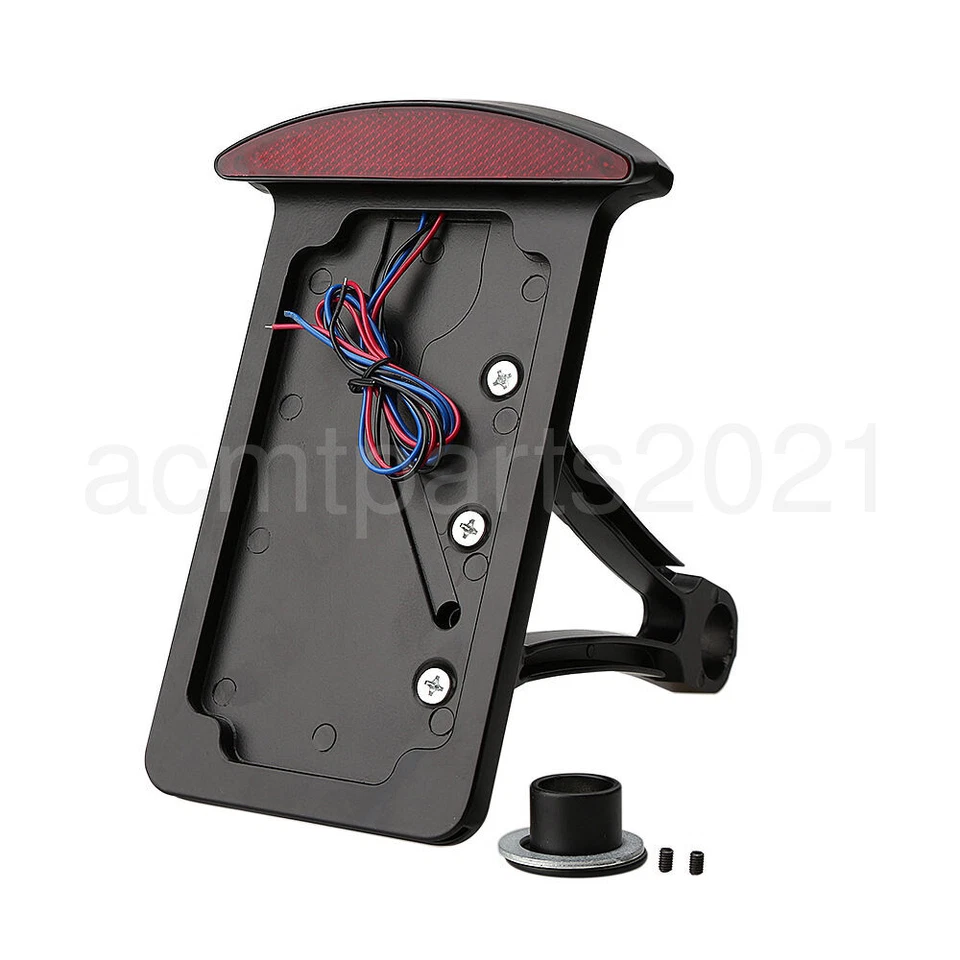 Black Motorcycle License Plate Holder Tail Light Fit For  Harley-Davidson Foto 3 de 4