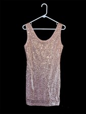 Sparkly Rose Pink Gold Sequin Dress Women  s Size Small