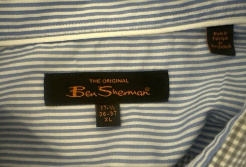 Button Up Shirt Mens Ben Sherman 17 Grey Check Long Sleeve Cotton XL Blue Cuffs - Picture 7 of 7
