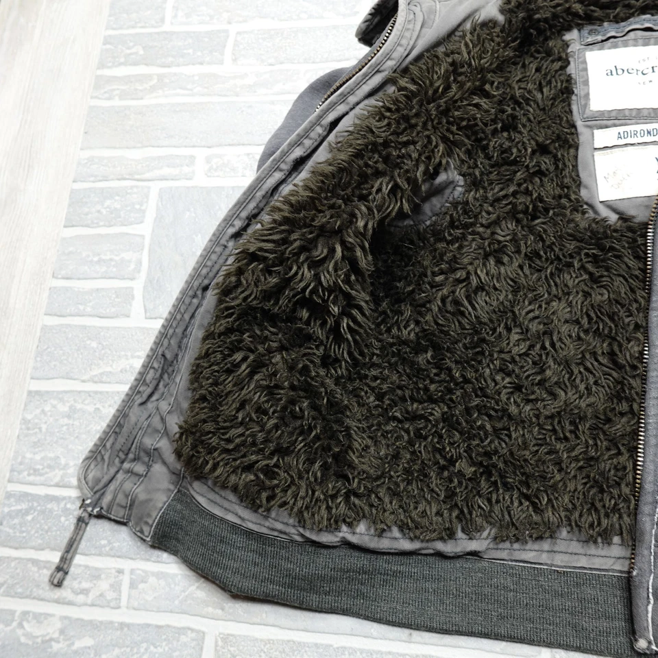 Chaqueta Abercrombie Adirondack Mujer XL Gris Con Capucha Peso Pesado Sudadera con Capucha Sherpa Foto 4 de 4