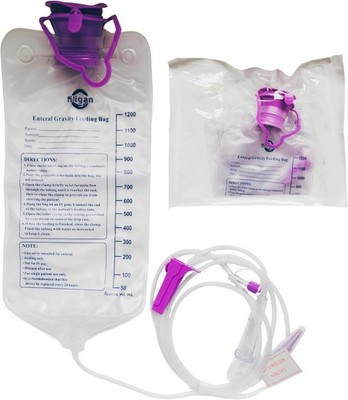4-Pack Feeding Bag 1200ml Disposable Gravity Delivery Bags 87 Inch Tube w/Clamp
