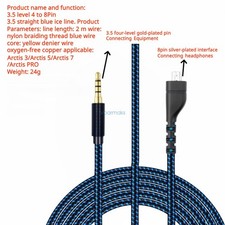 Audio Cable for SteelSeries Arctis 3/Arctis 5/Arctis 7/Arctis Pro Headphone