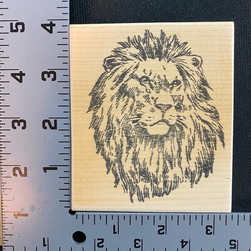 Lion Head Rubber Stamp 3 x 4 inches Regal King of the Jungle Unbranded - Picture 2 of 3