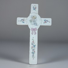 Vintage Precious Moments 8" Cross Wall Hanging HEAVEN BLESS YOU 1989 Japan