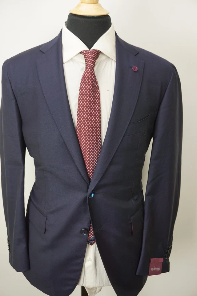 Sartoria Partenopea Azul Marino S120s Lana 2 Piezas Traje Chaqueta Pantalones 42R 52EU NUEVO Foto 3 de 4