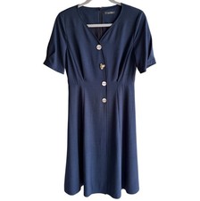 Maison De Roem Womens Dress Size 6 Blue Retro A-Line Swing Shortsleeve Buttons
