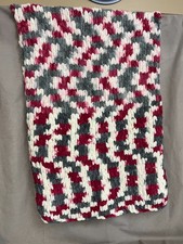 Hand Knitted Baby Blanket 25.5"x40" Bernat Loop Yarn Super Soft