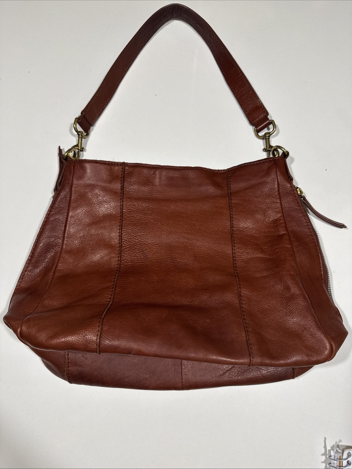 American Leather Co. Austin Shoulder Bag In A Deep Rich Brown Magnetic Snap Top