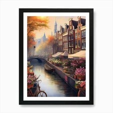 Amsterdam Flower Market Print, Mati Framed Wall Art Poster Canvas Print Picture