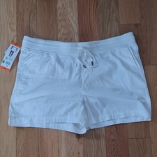 Orvis Pull On Shorts Womens XXL Ivory Elastic Waist Drawstring Pockets Beach NEW