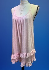 Oscar de la Renta Pink Label Coquette Polka Dot Slip Dress Ruffle Hem Low Back M