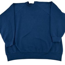 Vintage Y2K Fruit of the Loom Blank Crewneck Sweatshirt Navy Blue Size XL