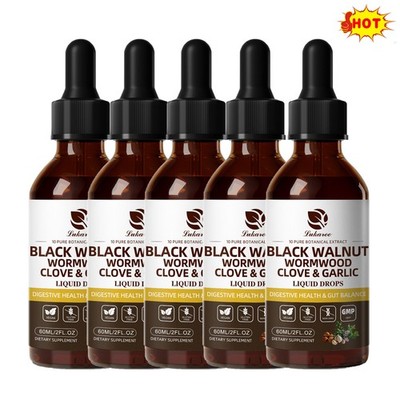 5xWorm & Parasite Cleanse, Black Walnut, Wormwood Clove Plus Oregano Garlic