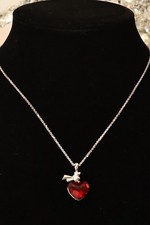 Swarovski Necklace Ties of Love Red Heart Pendant Rhodium Plated 15 - 17" N259