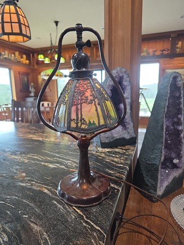 Handel Pine Tree Harp Desk lamp, mission,arts & crafts 1 Of 2 Available 