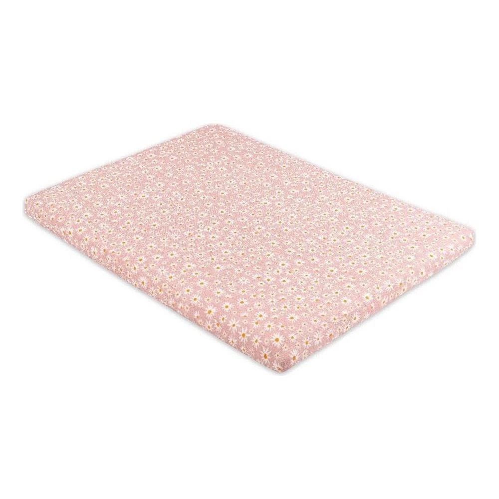 Pemberly Row 28x36" Modern Organic Cotton Midi Crib Sheet in Daisy Pink